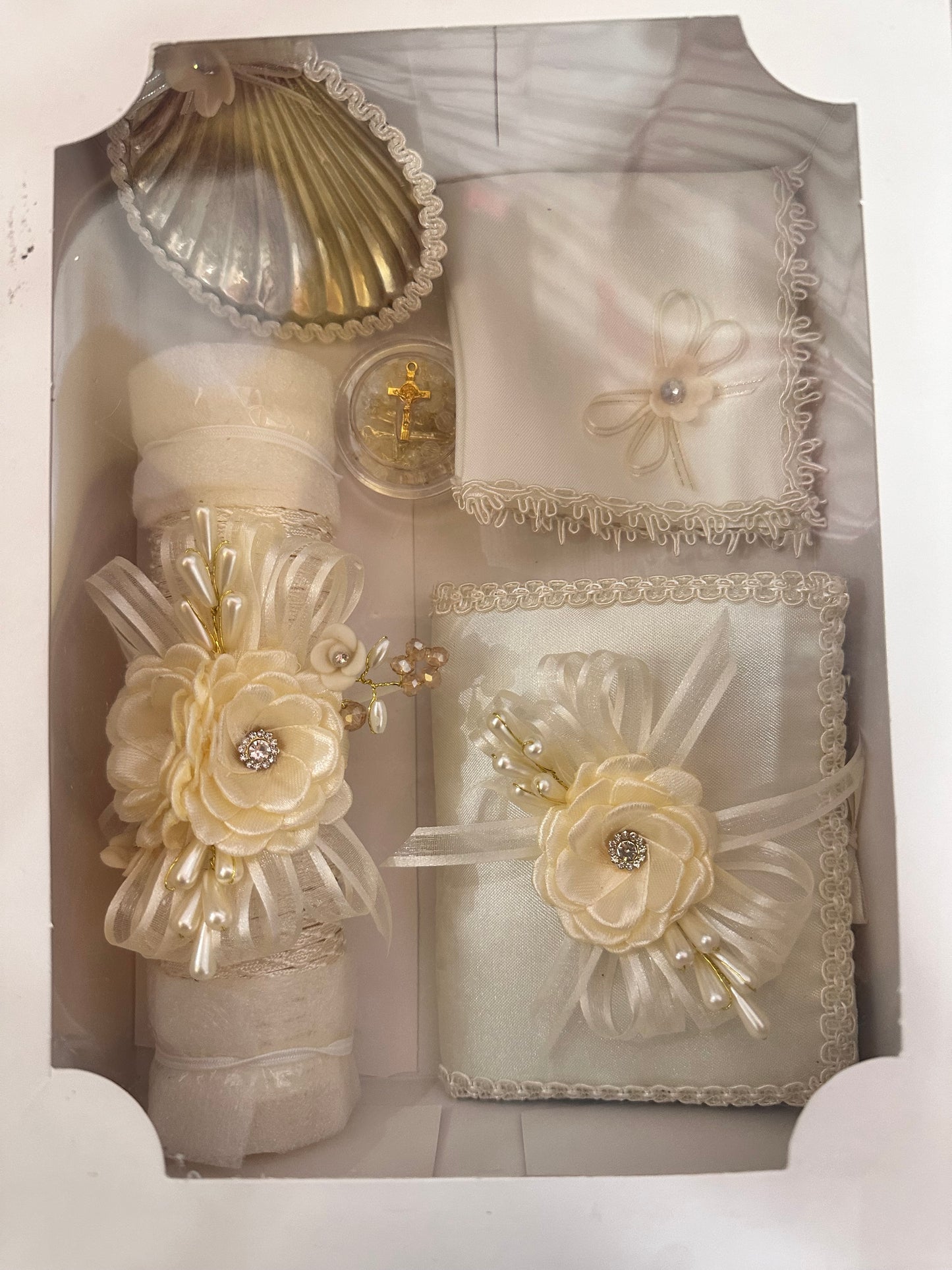 Set de Vela de Bautizo con flores